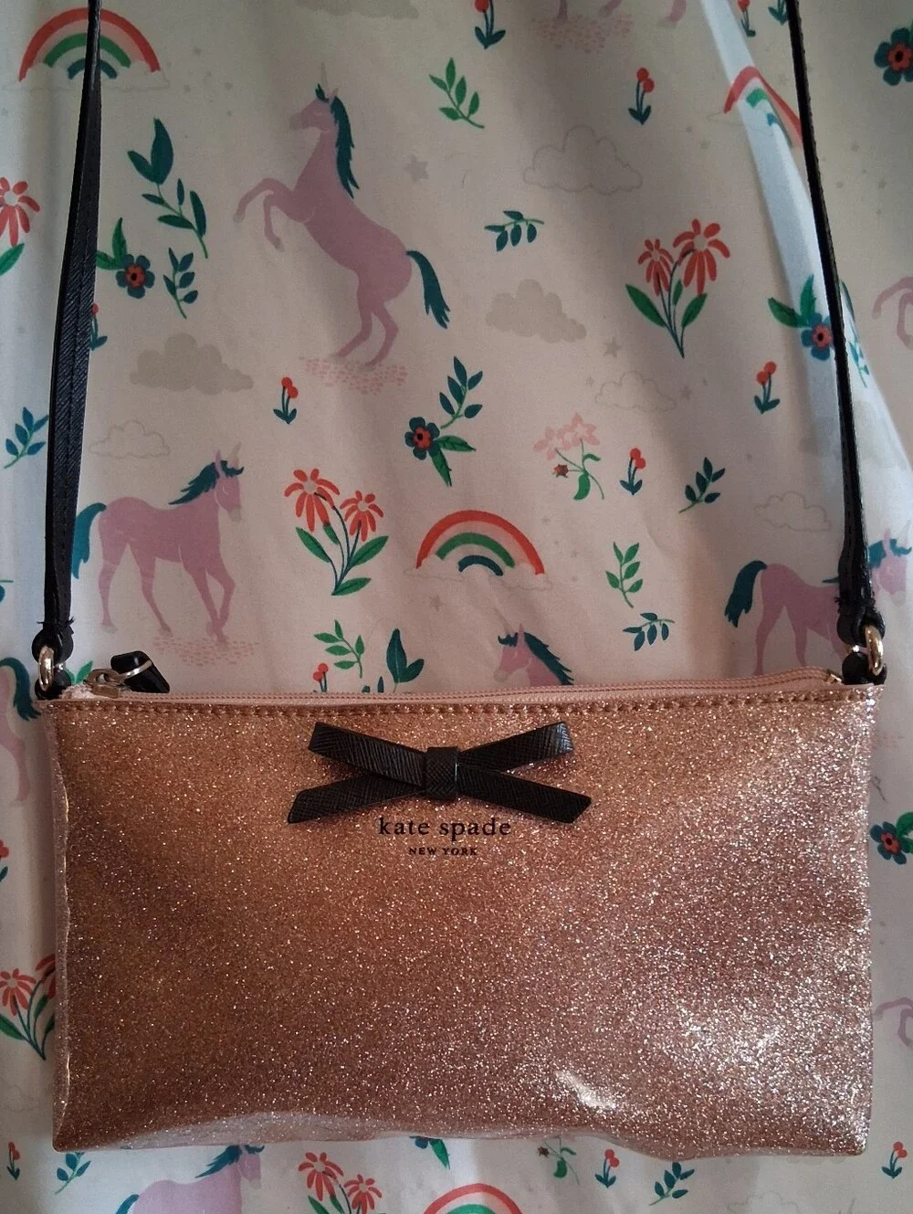 NWOT Kate Spade Mavis Street Amy Blush Pink Sparkle Casual Crossbody Purse Bag